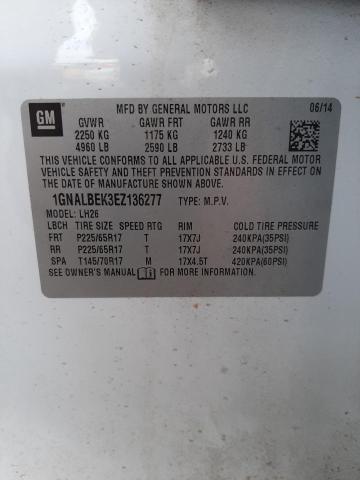 Photo 14 from auction – 2014 CHEVROLET EQUINOX LT with VIN 1GNALBEK3EZ136277