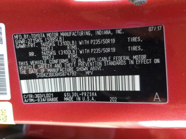 Photo 14 from auction – 2017 TOYOTA SIENNA SE with VIN 5TDXZ3DC6HS874792