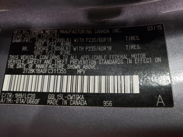 Photo 14 from auction – 2015 LEXUS RX 350 BAS with VIN 2T2BK1BA0FC311355