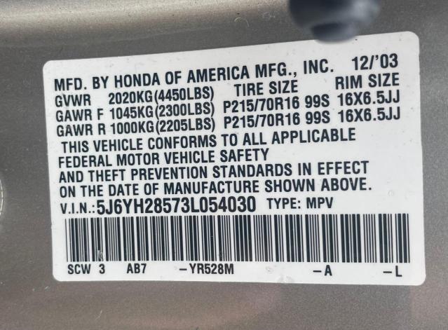 Photo 10 from auction – 2003 HONDA ELEMENT EX with VIN 5J6YH28573L054030