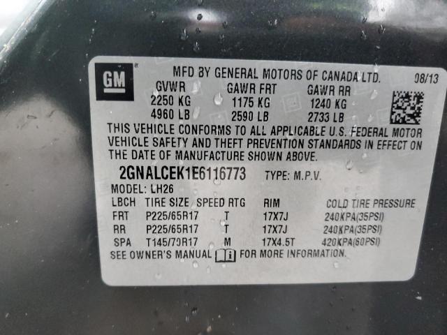 Photo 14 from auction – 2014 CHEVROLET EQUINOX LT with VIN 2GNALCEK1E6116773
