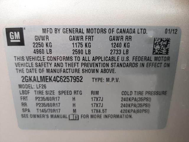 Photo 14 from auction – 2012 GMC TERRAIN SL with VIN 2GKALMEK4C6257952