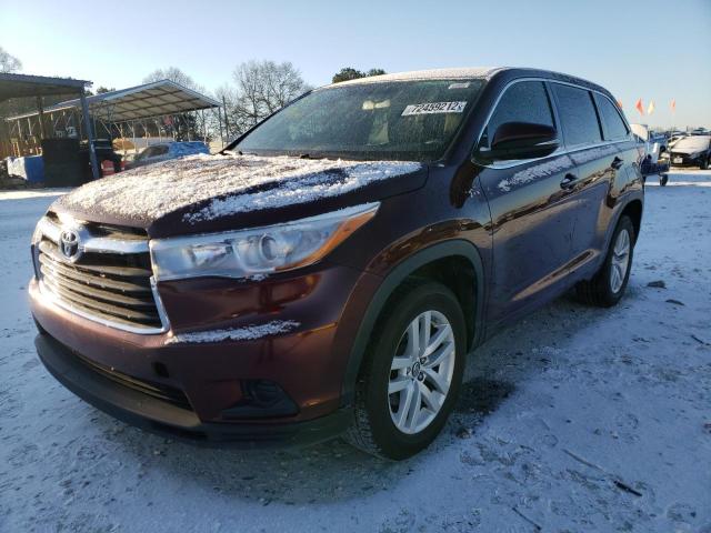 TOYOTA HIGHLANDER 2016 with VIN 5TDZARFH5GS022654 - Photo from auction