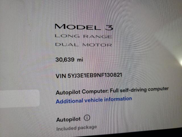 Photo 9 from auction – 2022 TESLA MODEL 3 with VIN 5YJ3E1EB9NF130821