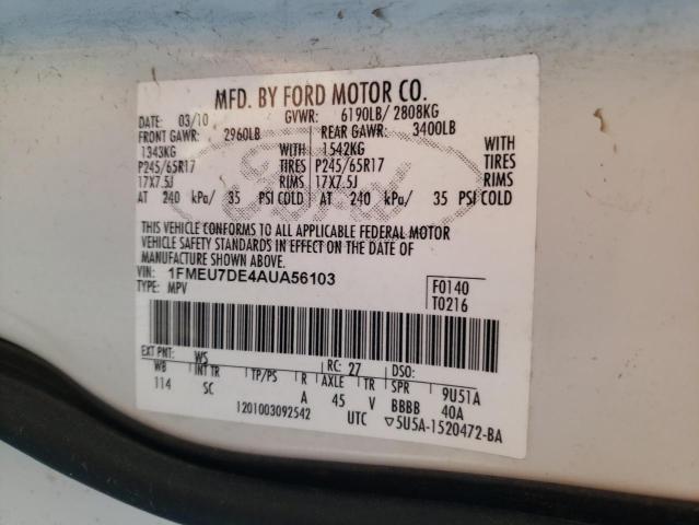 Photo 14 from auction – 2010 FORD EXPLORER X with VIN 1FMEU7DE4AUA56103