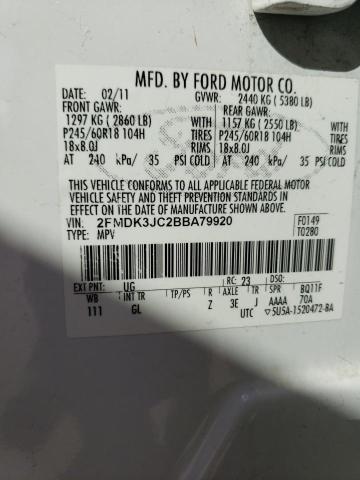 Photo 14 from auction – 2011 FORD EDGE SEL with VIN 2FMDK3JC2BBA79920