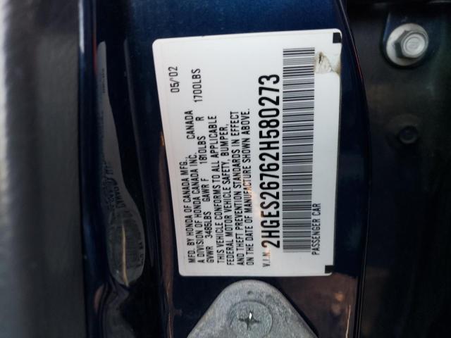 Photo 10 from auction – 2002 HONDA CIVIC EX with VIN 2HGES26762H580273