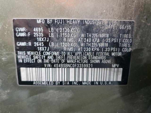 Photo 14 from auction – 2015 SUBARU OUTBACK 2. with VIN 4S4BSBNC0F3359921