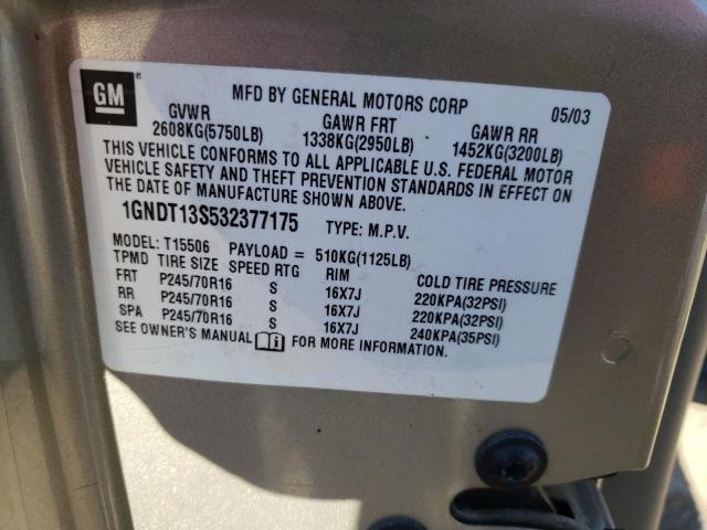 Photo 14 from auction – 2003 CHEVROLET TRAILBLAZE with VIN 1GNDT13S532377175