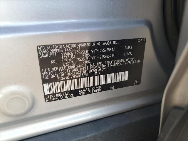 Photo 14 from auction – 2019 TOYOTA RAV4 XLE with VIN 2T3W1RFVXKW031799