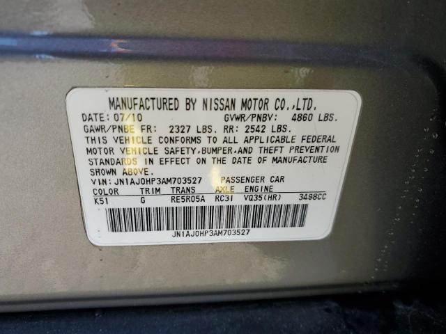 Photo 14 from auction – 2010 INFINITI EX35 BASE with VIN JN1AJ0HP3AM703527