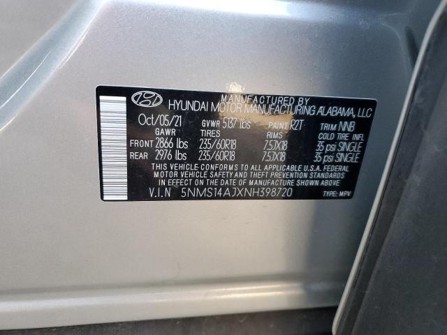 Photo 14 from auction – 2022 HYUNDAI SANTA FE S with VIN 5NMS14AJXNH398720