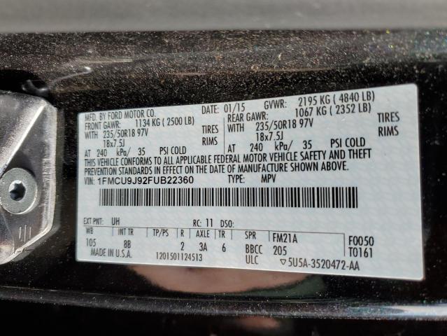 Photo 14 from auction – 2015 FORD ESCAPE TIT with VIN 1FMCU9J92FUB22360