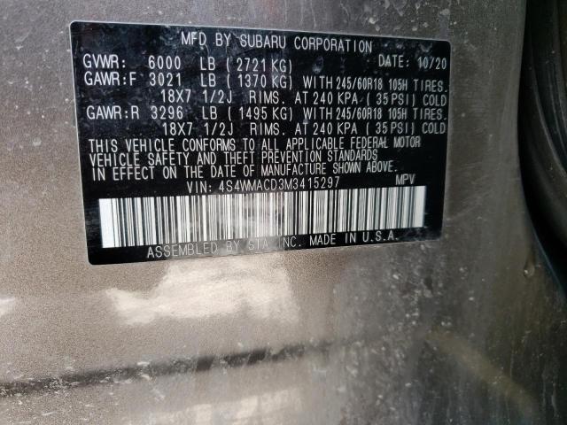 Photo 14 from auction – 2021 SUBARU ASCENT PRE with VIN 4S4WMACD3M3415297
