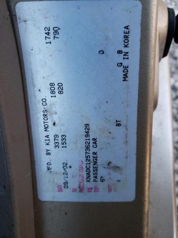 Photo 10 from auction – 2003 KIA RIO with VIN KNADC125736219429