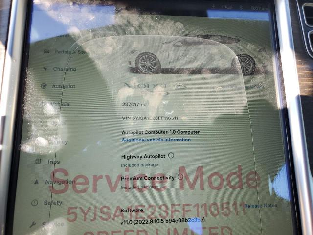 Photo 9 from auction – 2015 TESLA MODEL S with VIN 5YJSA1E23FF110511