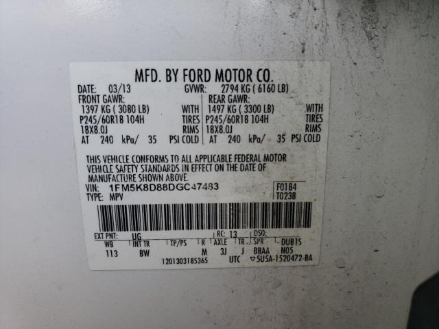 Photo 14 from auction – 2013 FORD EXPLORER X with VIN 1FM5K8D88DGC47483