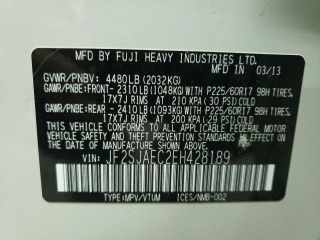 Photo 14 from auction – 2014 SUBARU FORESTER 2 with VIN JF2SJAEC2EH428189