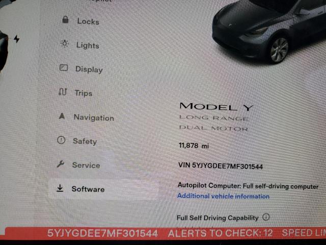 Photo 9 from auction – 2021 TESLA MODEL Y with VIN 5YJYGDEE7MF301544