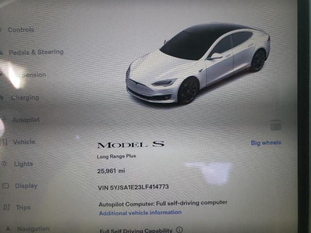 Photo 9 from auction – 2020 TESLA MODEL S with VIN 5YJSA1E23LF414773