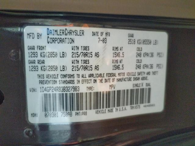 Photo 14 from auction – 2003 DODGE GRAND CARA with VIN 1D4GP24R83B327983
