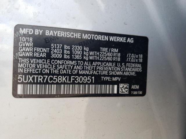 Photo 14 from auction – 2019 BMW X3 SDRIVE3 with VIN 5UXTR7C58KLF30951
