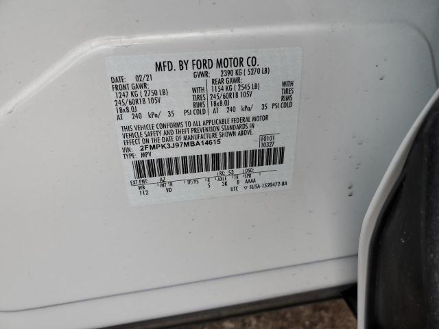 Photo 14 from auction – 2021 FORD EDGE SEL with VIN 2FMPK3J97MBA14615