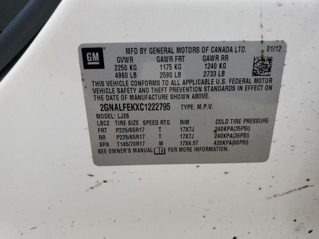 Photo 14 from auction – 2012 CHEVROLET EQUINOX LT with VIN 2GNALFEKXC1222795