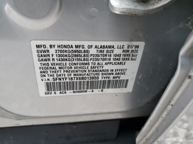 Photo 14 from auction – 2006 HONDA PILOT EX with VIN 5FNYF187X6B013955