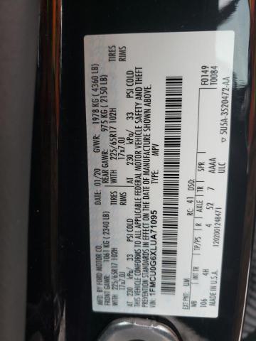 Photo 14 from auction – 2020 FORD ESCAPE SE with VIN 1FMCU0G6XLUA71095