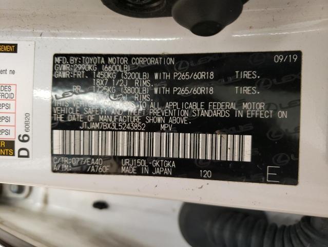 Photo 14 from auction – 2020 LEXUS GX 460 PRE with VIN JTJAM7BX3L5243852