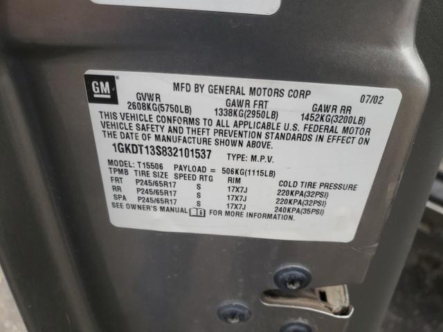 Photo 10 from auction – 2003 GMC ENVOY with VIN 1GKDT13S832101537