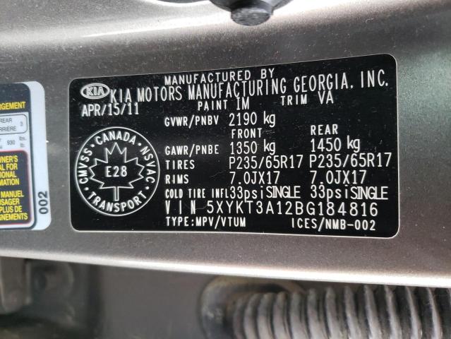 Photo 14 from auction – 2011 KIA SORENTO BA with VIN 5XYKT3A12BG184816