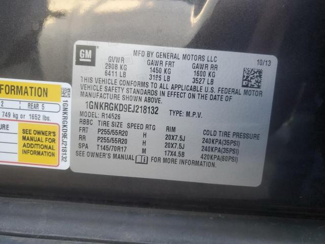 Photo 14 from auction – 2014 CHEVROLET TRAVERSE L with VIN 1GNKRGKD9EJ218132