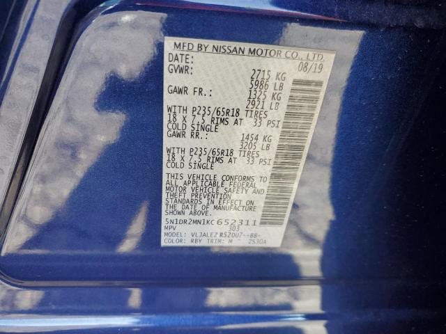 Photo 14 from auction – 2019 NISSAN PATHFINDER with VIN 5N1DR2MN1KC652311