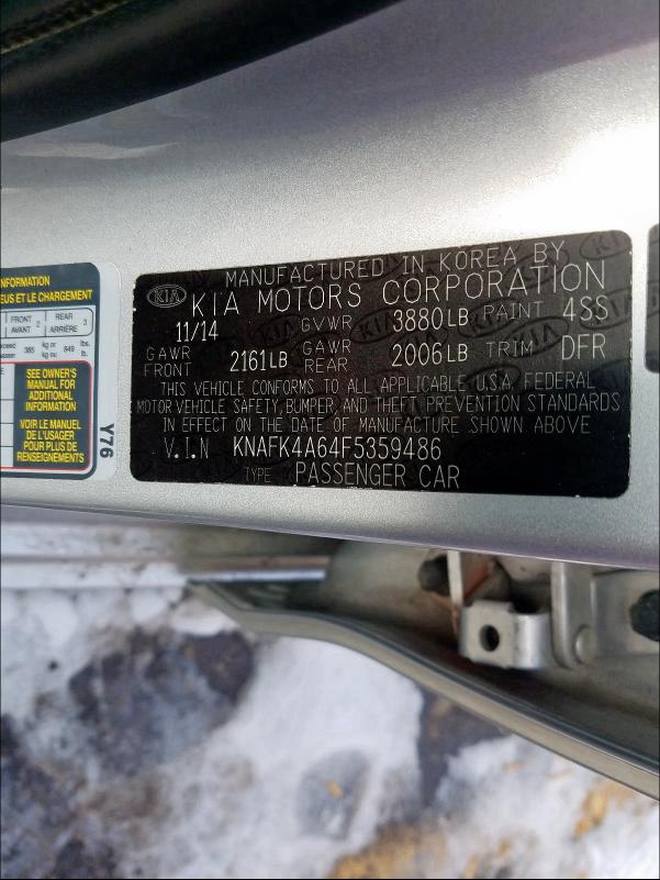 صورة رقم 10 من المزاد - 2015 KIA FORTE LX مع VIN KNAFK4A64F5359486