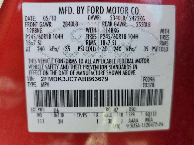 Photo 14 from auction – 2010 FORD EDGE SEL with VIN 2FMDK3JC7ABB63679