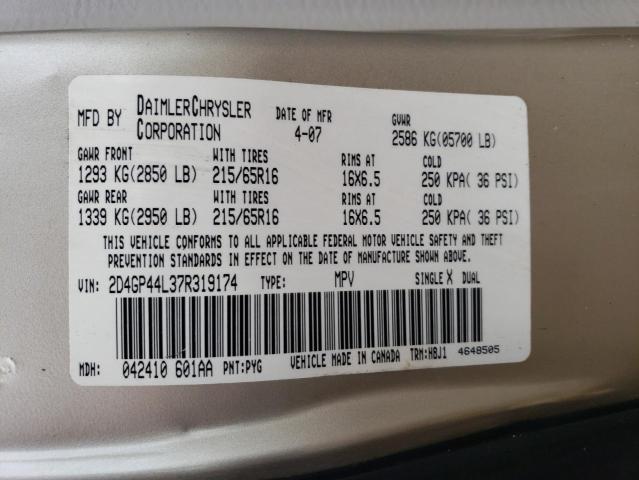 Photo 14 from auction – 2007 DODGE GRAND CARA with VIN 2D4GP44L37R319174