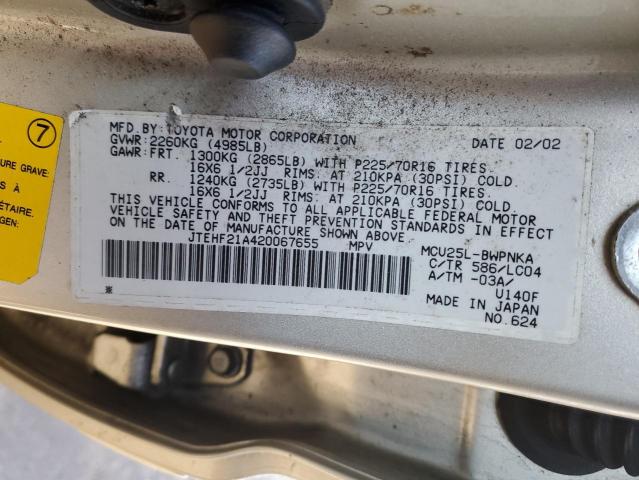 Photo 14 from auction – 2002 TOYOTA HIGHLANDER with VIN JTEHF21A420067655