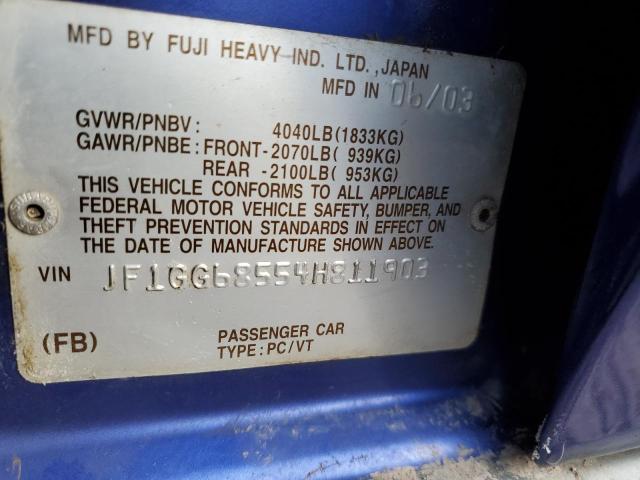 Photo 14 from auction – 2004 SUBARU IMPREZA OU with VIN JF1GG68554H811903