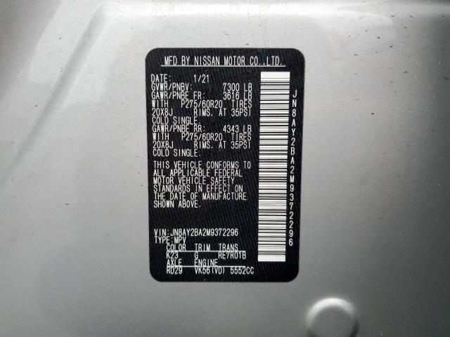 Photo 14 from auction – 2021 NISSAN ARMADA SL with VIN JN8AY2BA2M9372296