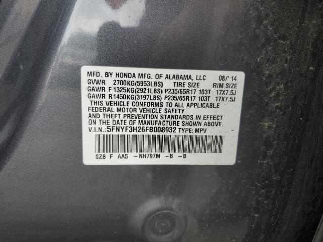 Photo 14 from auction – 2015 HONDA PILOT LX with VIN 5FNYF3H26FB008932