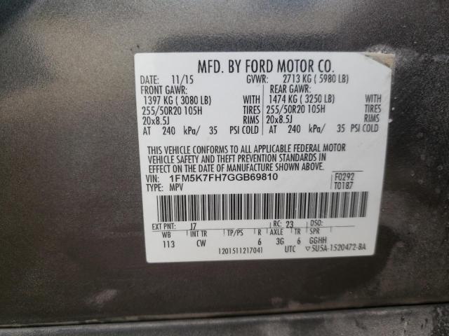 Photo 14 from auction – 2016 FORD EXPLORER L with VIN 1FM5K7FH7GGB69810
