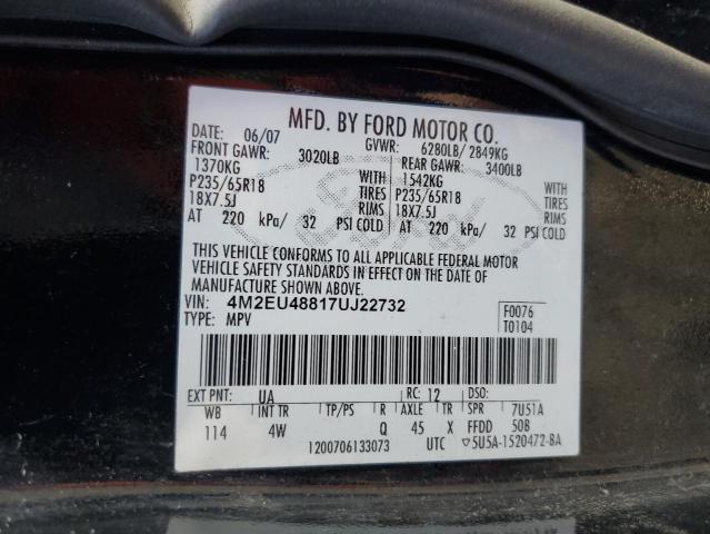 Photo 14 from auction – 2007 MERCURY MOUNTAINEE with VIN 4M2EU48817UJ22732