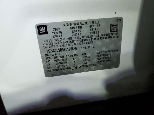 Photo 14 from auction – 2015 CHEVROLET TRAX 1LT with VIN 3GNCJLSB9FL170886