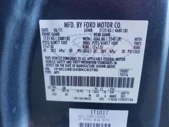 Photo 14 from auction – 2011 FORD ESCAPE LIM with VIN 1FMCU9EGXBKC63790