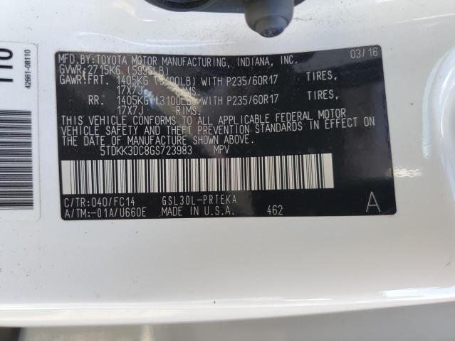 Photo 14 from auction – 2016 TOYOTA SIENNA LE with VIN 5TDKK3DC8GS723983