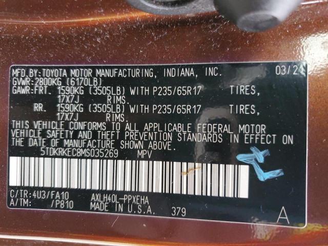 Photo 14 from auction – 2021 TOYOTA SIENNA LE with VIN 5TDKRKEC8MS035269