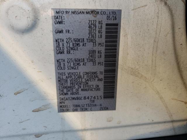 Photo 14 from auction – 2016 NISSAN ROGUE S with VIN 5N1AT2MV8GC847415