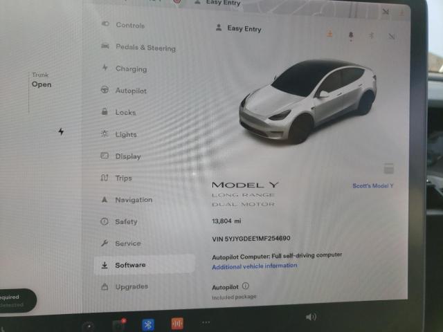 Photo 9 from auction – 2021 TESLA MODEL Y with VIN 5YJYGDEE1MF254690